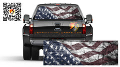 American Flag Waving Vintage Patriotic Rear Window Perforated Graphic Vinyl  Decal Trucks Cars Campers