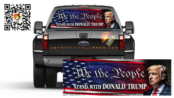 American Flag We The People Stand With Trump Patriotic Rear Window Perforated Graphic Decal Truck Cars Campers