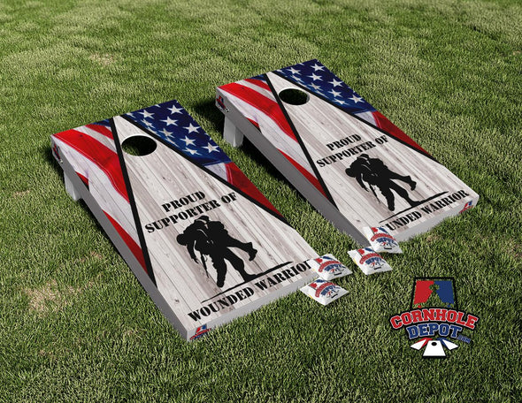 American Flag Wounded Warrior Cornhole Board Vinyl Wrap Skins Laminated Sticker Set Decal