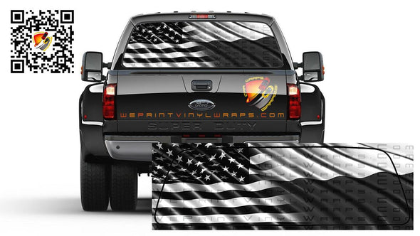 American and Polish Flag Black and White Rear Window Perforated Graphic Decal Cars Trucks Campers RV