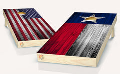 American and Texas Flag Cornhole Board Vinyl Wrap Skins  Laminated Sticker Set Decal