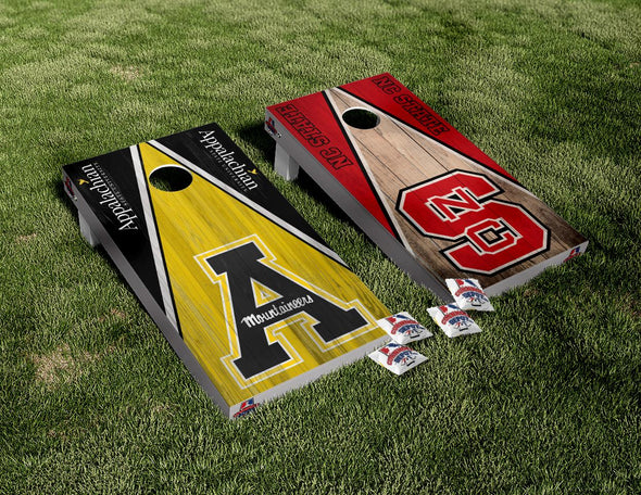 Appalachian State Mountaineers/NS State Split Set Cornhole Board Vinyl Wrap Laminated Sticker Set