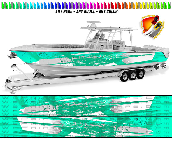 Blue Electric Seabass Graphic Boat Vinyl Wrap Decal Fishing Bass