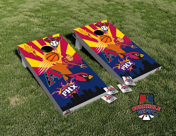 Arizona Phoenix Skyline Cornhole Board Vinyl Wrap Skins Laminated Sticker Set Decal