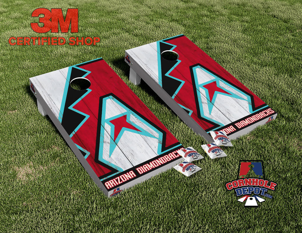 Arizona Diamondbacks Washed Cornhole Board Vinyl Wrap Laminated Sticker Set Decal