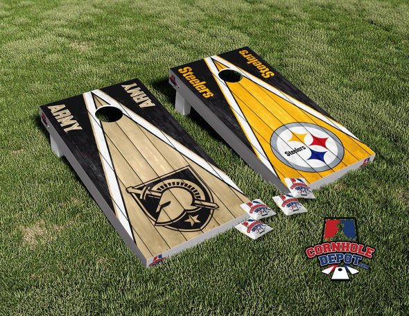 Army Black Knights and Pittsburgh Steelers Split Set Cornhole  Board Vinyl Wrap Skins Laminated Sticker Set Decal