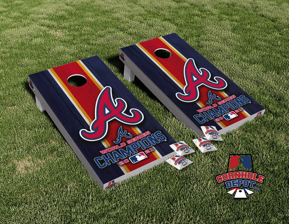 Atlanta Braves Champions Cornhole Board Vinyl Wrap Skins Laminated Sticker Set Decal