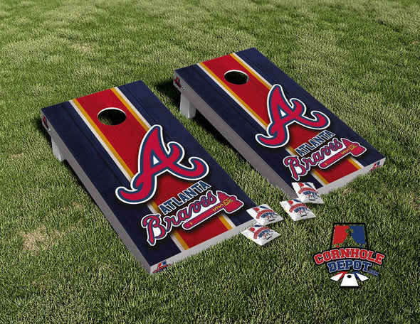 Atlanta Braves Cornhole Board Vinyl Wrap Skins Laminated Sticker Set Decal