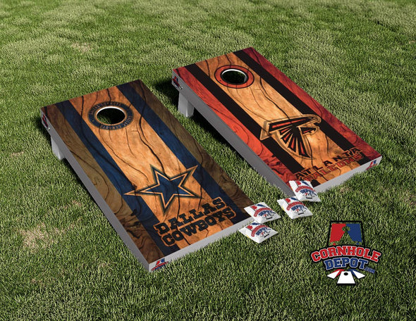 Atlanta Falcons and Dallas Cowboys Split Set Cornhole Board Vinyl Wrap Skins Laminated Sticker Set Decal