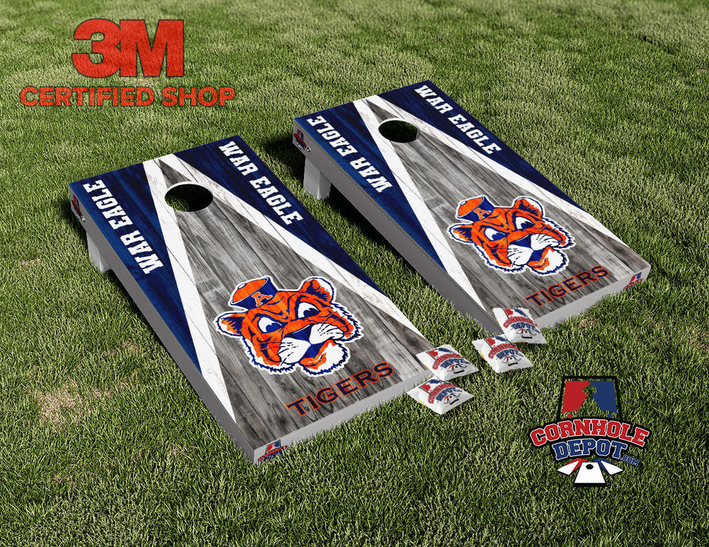 Auburn Tigers War Eagle Washed Cornhole Board Vinyl Wrap Skins Laminated Sticker Set Decal
