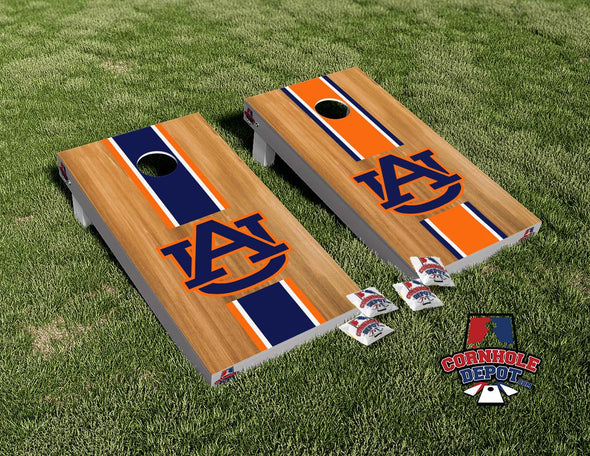 Auburn Tigers Wood Blue and Orange Cornhole Board Vinyl Wrap Skins Laminated Sticker Set Decal