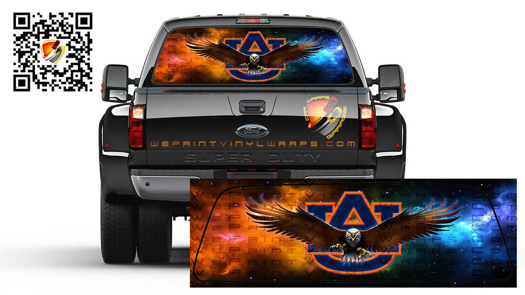 Auburn University Eagle Rear Window Tint Perforated Vinyl Graphic Decal Sticker Trucks Cars Campers