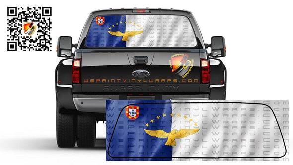 Azorean Flag Rear Window Perforated Graphic Decal Sticker Truck Cars Campers