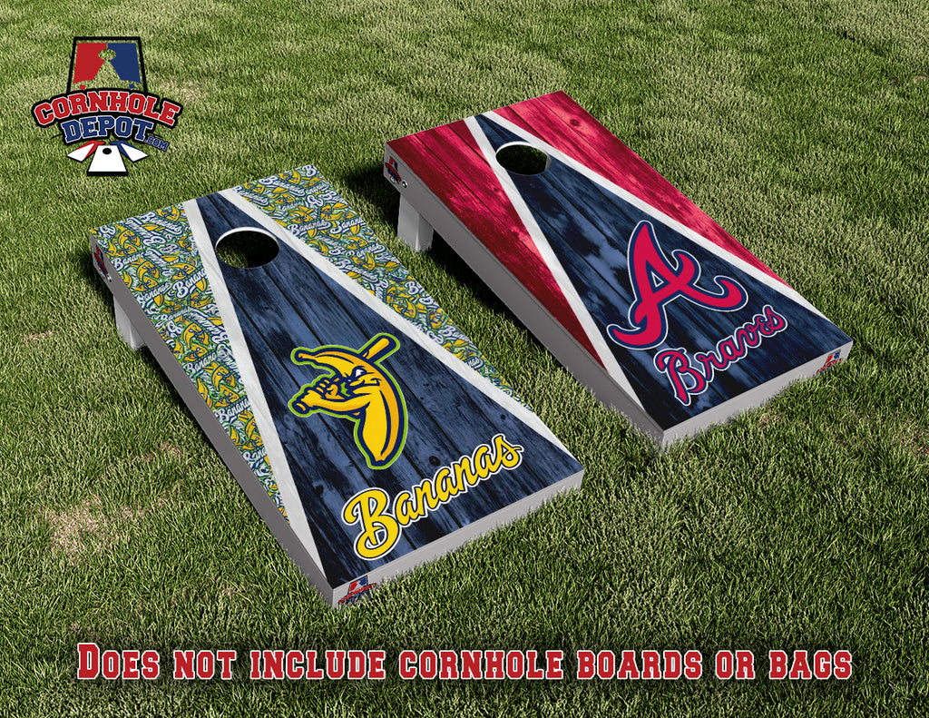 JONATHAN~ Kerr's, 1 C+C, 1 Duke, 1 Braves/Bananas split set and 1 Premier Cornhole Board Vinyl Wrap Skins Laminated Sticker Set Decal