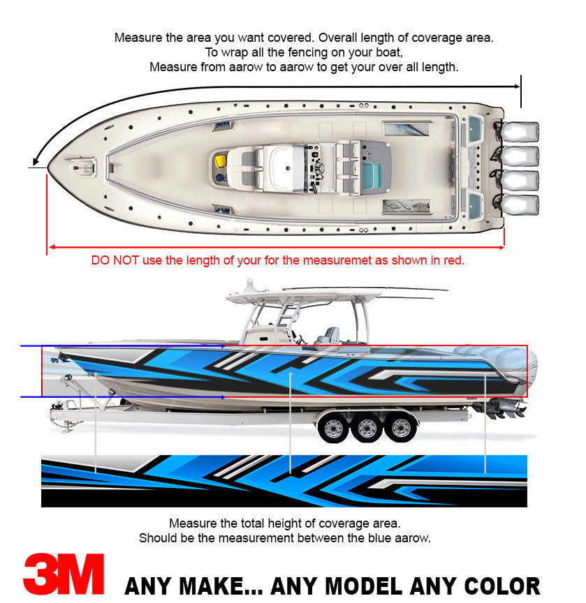 Turquoise  Graphic Vinyl Boat Wrap Decal Fishing Pontoon Sportsman Console  Deck Boat Watercraft  All boats Decal