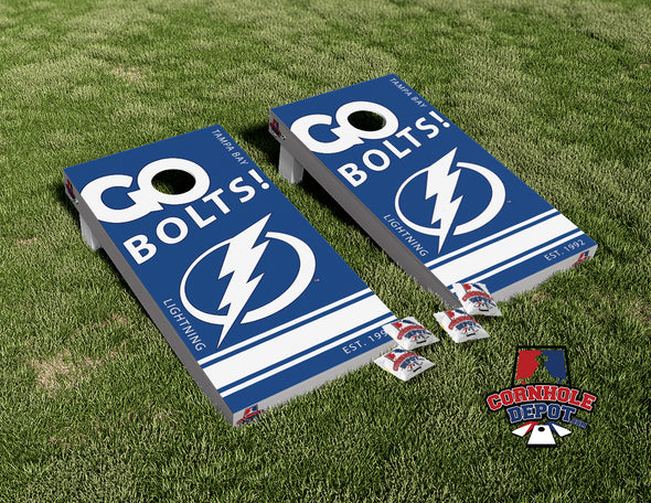 Tampa Bay Lightning Bolts Cornhole Board Vinyl Wrap Skins Laminated Sticker Set Decal