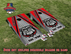 Georgia Bulldogs SIC'EM Red Cornhole Board Vinyl Wrap Skins Laminated Sticker Decal Set