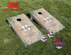 Custom Wedding Personalized Name Flowers Light Wood Cornhole Board Vinyl Wrap Skins Laminated Sticker Set Decal Anniversary Wedding Gifts