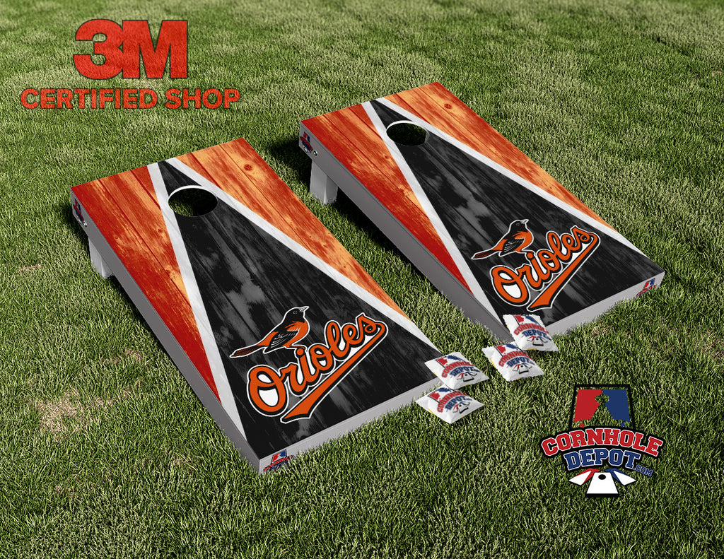 Baltimore Orioles Washed Cornhole Board Vinyl Wrap Skins Laminated Sticker Set Decal