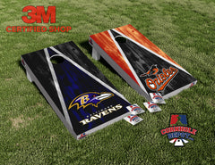 Baltimore Ravens and Orioles Washed Cornhole Board Vinyl Wrap Skins Laminated Sticker Set Decal