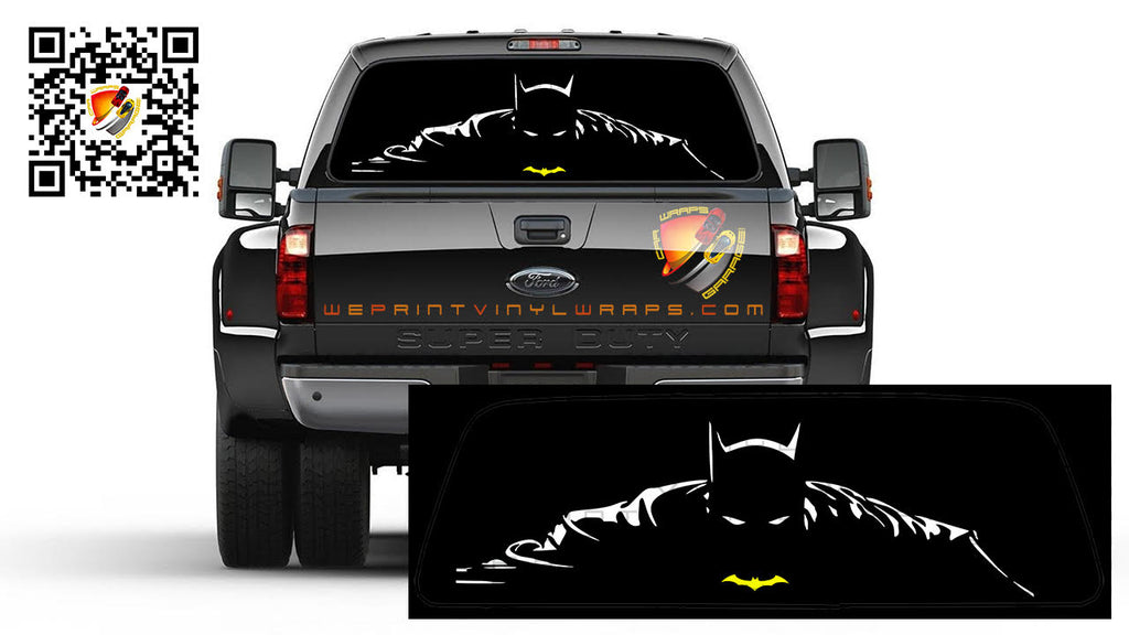 Batman Rear Window Tint  Perforated Graphic Vinyl Trucks Cars Campers