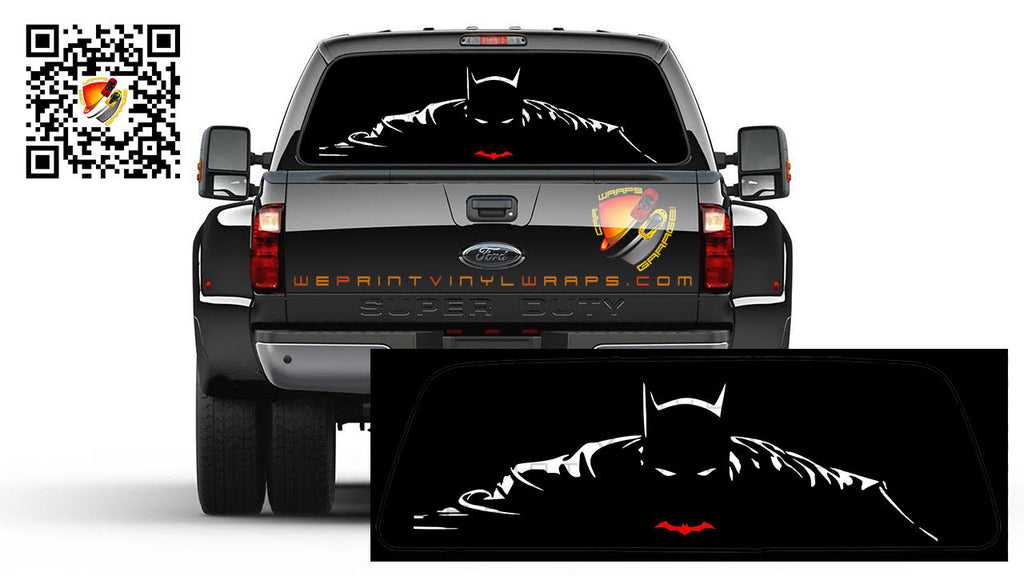 Batman Red Rear Window Perforated Graphic Vinyl Decal Cars Trucks Campers RV