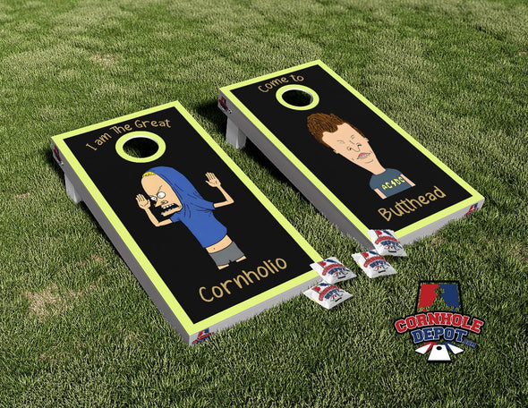 Beavis and Butthead Black Cornhole Board Vinyl Wrap Skins Laminated Sticker Set Decal