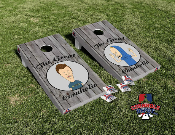 Beavis and Butthead The Great Cornholio Gray Cornhole Board Vinyl Wrap Skins  Laminated Sticker Set Decal