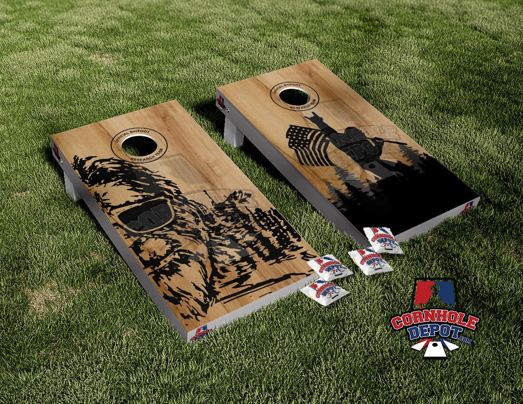 Jonathan~1 Bigfoot, 1 VT and 1 Harley and 1 Joker Cornhole Board Vinyl Wrap Skins Laminated Sticker Set Decal