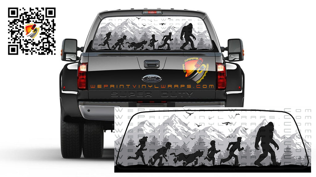 Bigfoot and Scooby Doo Rear Window  Perforated Graphic Decal Trucks Cars Camper RV