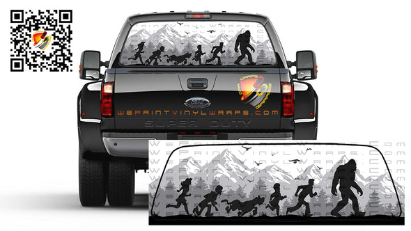 Bigfoot and Scooby Doo Rear Window  Perforated Graphic Decal Trucks Cars Camper RV