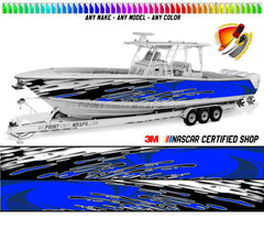 Blue Black and White Splatter  Graphic Vinyl Boat Wrap Decal *****Size 16"x20'*****