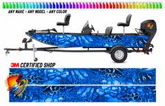 Blue Camo Graphic Vinyl Boat Wrap Decal Pontoon Sports Sportsman Console Sea Doo Bowriders Deck Watercraft etc..Boat Wrap Decal