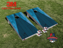 Blue Wood Triangle Style Cornhole Board Vinyl Wrap Skins Laminated Sticker Set Gifts
