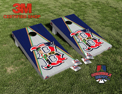 Boston Mashup Blue Cornhole Board Vinyl Wrap Skins Laminated Sticker Set Decal