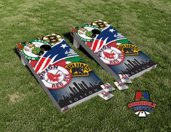 Boston Teams Skyline Cornhole Board Vinyl Wrap Skins Laminated Sticker Set Decal