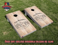 Denise ~ The Brandt's Cornhole Board Vinyl Wrap Skins Laminated Sticker Decal Set