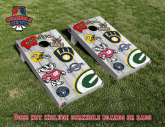 Brewers Wisconsin Sports Mashups Helmet Cornhole Board Vinyl Wrap Skins Laminated Sticker Set Decal