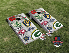 Milwaukee Brewers Mashup Cornhole Board Vinyl Wrap Skins  Laminated Sticker Set Decal