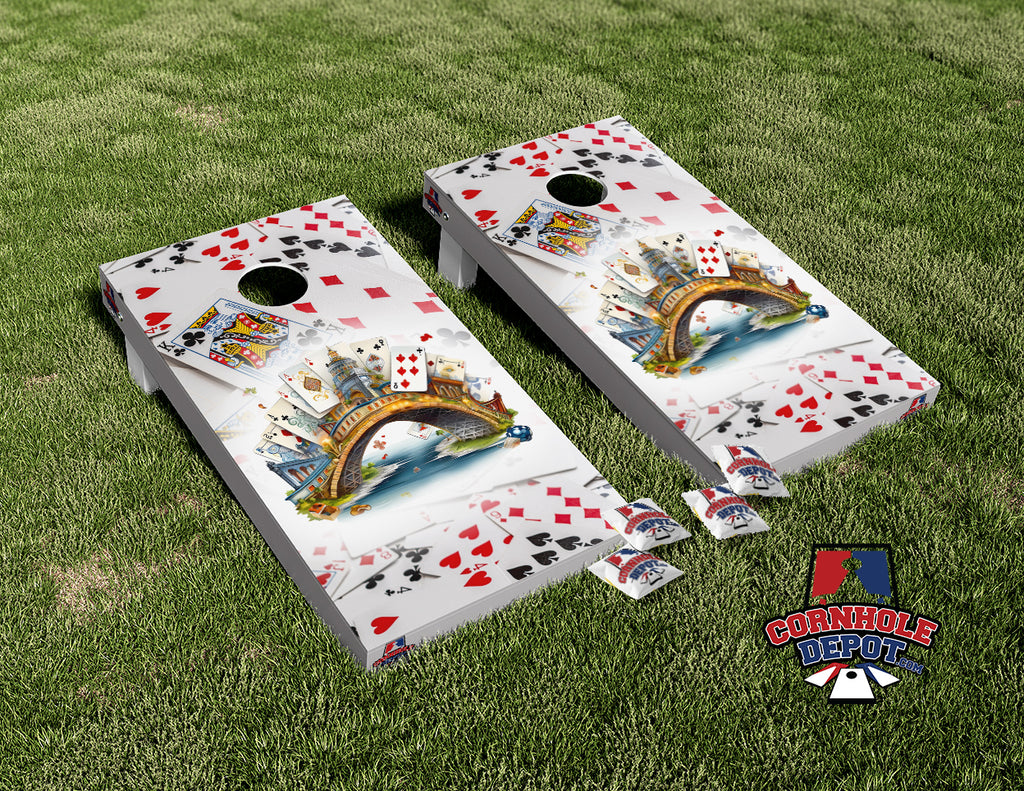 Bridge Cards Game Cornhole Board Vinyl Wrap Skins Laminated Sticker Decal Set