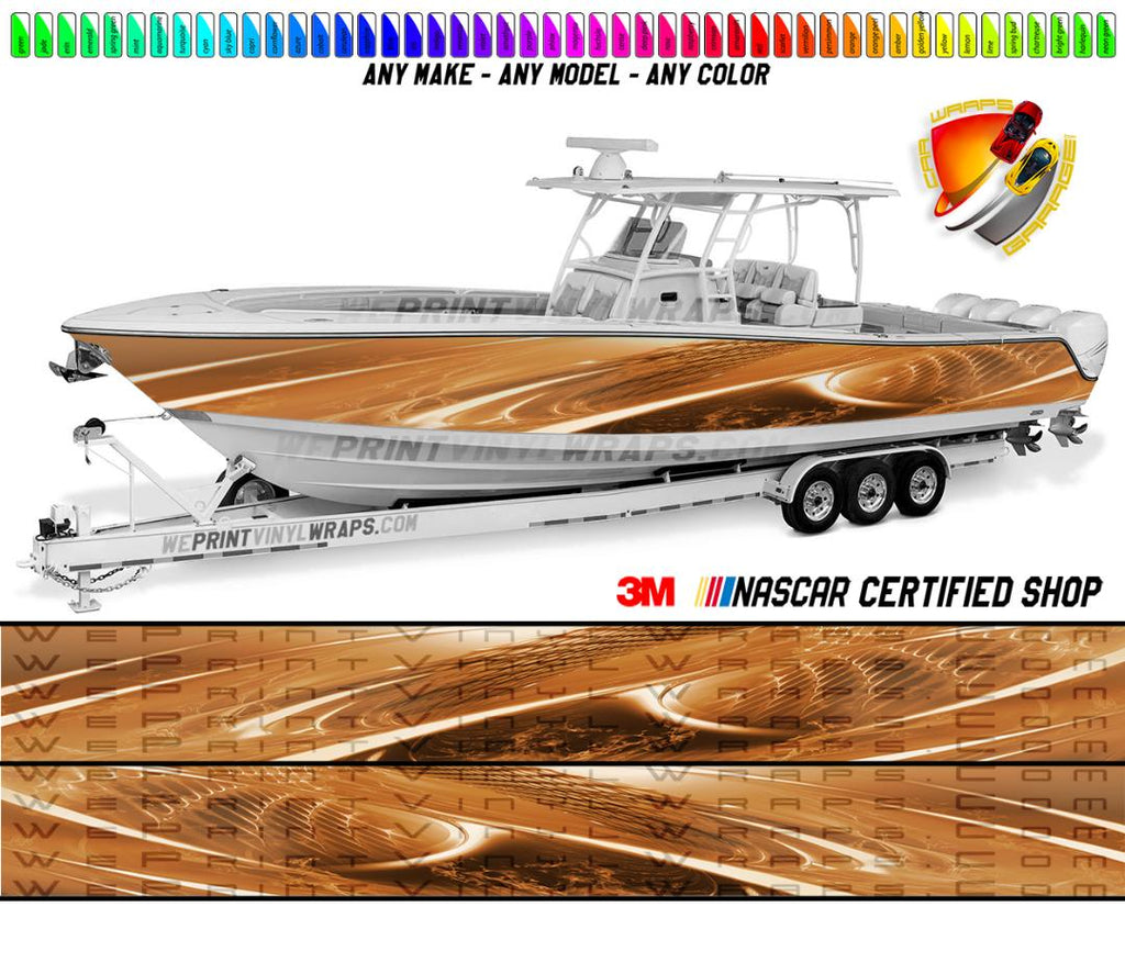 Brown, Light Brown and Tan Vinyl Boat Wrap Decal*****ONE LEFT PANEL SIDE SIZE 24”X20’*****