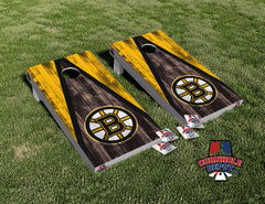 Bruins Boston  Dark Wood Cornhole Board Vinyl Wrap Skins Laminated Sticker Set Decal