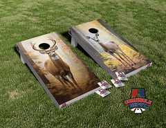 Buck Deer Forest Cornhole Board Vinyl Wrap Skins Laminated Sticker Set Decal