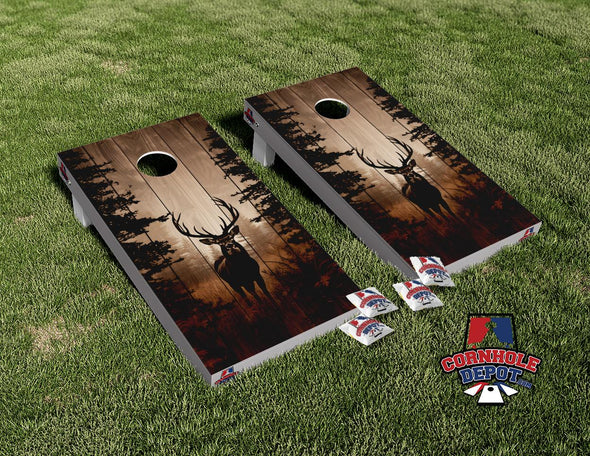 Buck Deer Forest Cornhole Board Vinyl Wrap Skins Laminated Sticker Set Decal