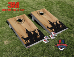 Buck Deer Forest Target Hunting Cornhole Board Vinyl Wrap Skins Laminated Sticker Set Decal