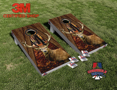 Buck Deer Hunting Cornhole Board Vinyl Wrap Skins Laminated Sticker Set Decal