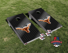 Bull Head Longhorn Diamond Plate Cornhole Board Vinyl Wrap Skins Laminated Sticker Set Decal