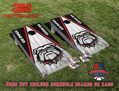 Bulldogs Georgia Go Dogs Washed Cornhole Board Skins Vinyl Wrap Laminated Sticker Decal Set