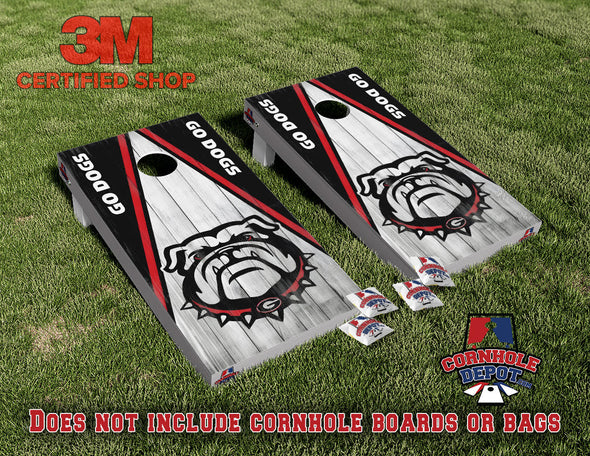 Bulldogs Georgia Go Dogs Washed Cornhole Board Skins Vinyl Wrap Laminated Sticker Decal Set