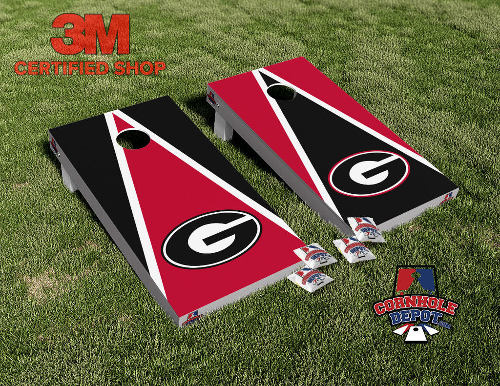 Bulldogs Georgia Red and Black Cornhole Board Skins Vinyl Wrap Laminated Sticker Decal Set